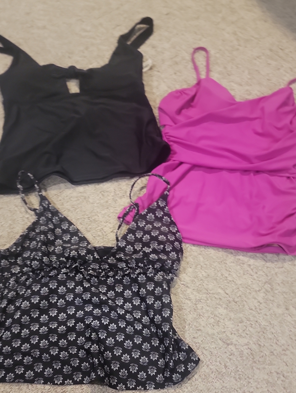 Old Navy Black, Pink and Black Floral Cami Trio
